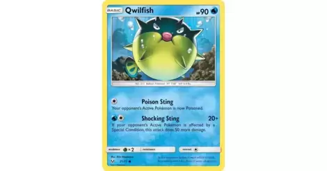 Qwilfish 21/73 NM Common Reverse Holo Pokemon Card Shining Legends Set 