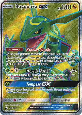 Mavin  Rayquaza GX SECRET RAINBOW RARE FULL ART Pokemon Celestial Storm  177/168 NM/M