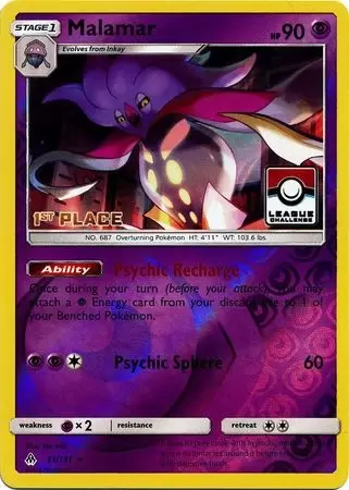 Forbidden Light - Malamar Reverse 1st Place Pokemon League