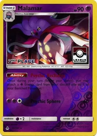 Forbidden Light - Malamar Reverse 2nd Place Pokemon League
