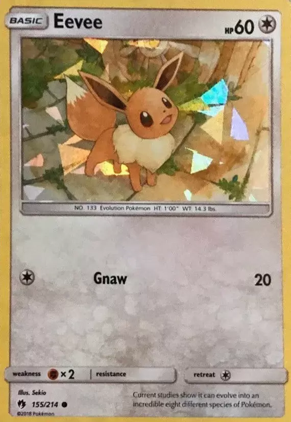 Eevee Holo Cracked Ice - Lost Thunder Pokémon card 155/214