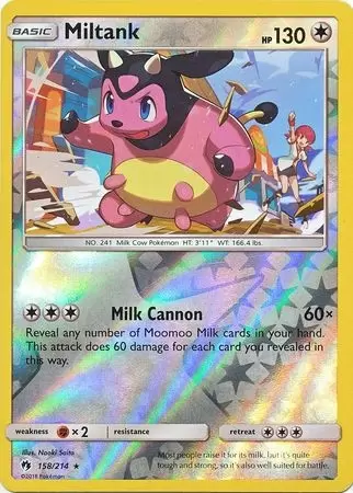 Rare 158/214 English SM8 Lost Thunder Pokemon TCG Card Miltank 