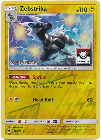 Lost Thunder - Zebstrika Reverse 3rd Place Pokemon League