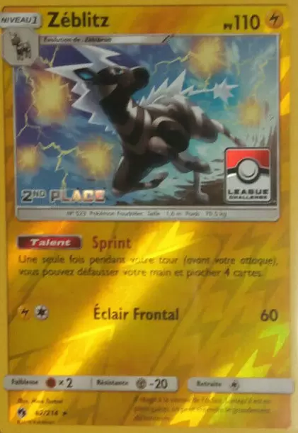 Tonnerre Perdu - Zéblitz Reverse 2nd Place Pokemon League
