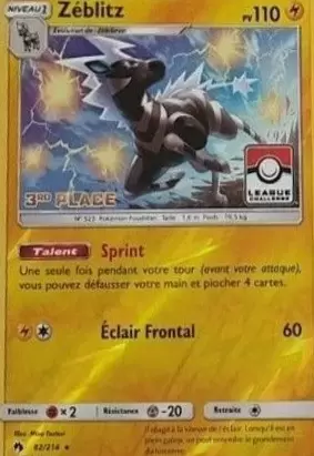 Tonnerre Perdu - Zéblitz Reverse 3rd Place Pokemon League
