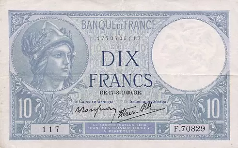 10 francs - 10 francs Minerve