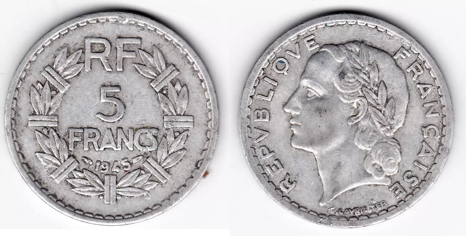 5 francs Lavrillier alu - 1945 C