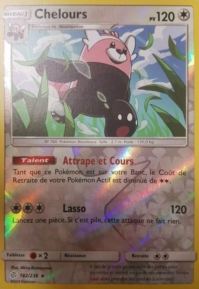 Carte POKÉMON française RARE 182 /236 CHELOURS éclipse cosmique