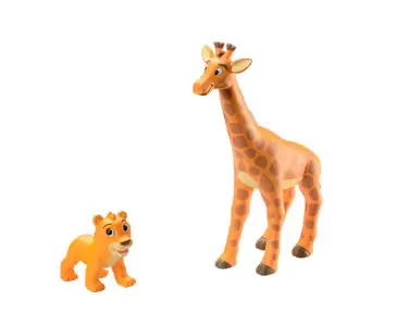 Les Animaux de la Savane - Le Girafe + La Maman Girafe + Le Bébé Lion