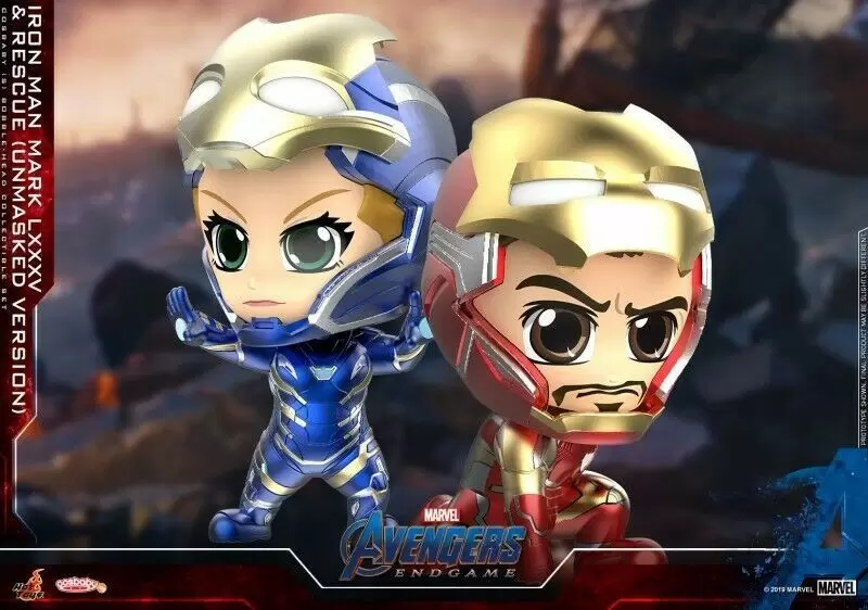 Cosbaby Figures - Avengers: Endgame - Iron Man Mark LXXXV & Rescue (Unmasked Version)