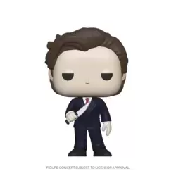 American Psycho - Patrick Bateman in a suit with a knife