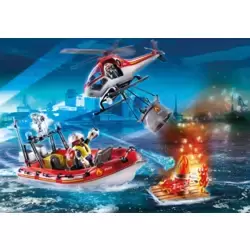 Fire brigade with boat and helicopter (PROMO PACK)