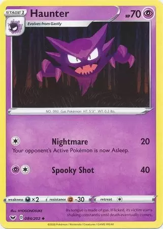 Gengar Holo - Sword & Shield Pokémon card 085/202