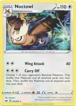 Noctowl Sword Shield Pokemon Card 144 2