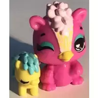 Pink Skunkle and yellow Pegasus
