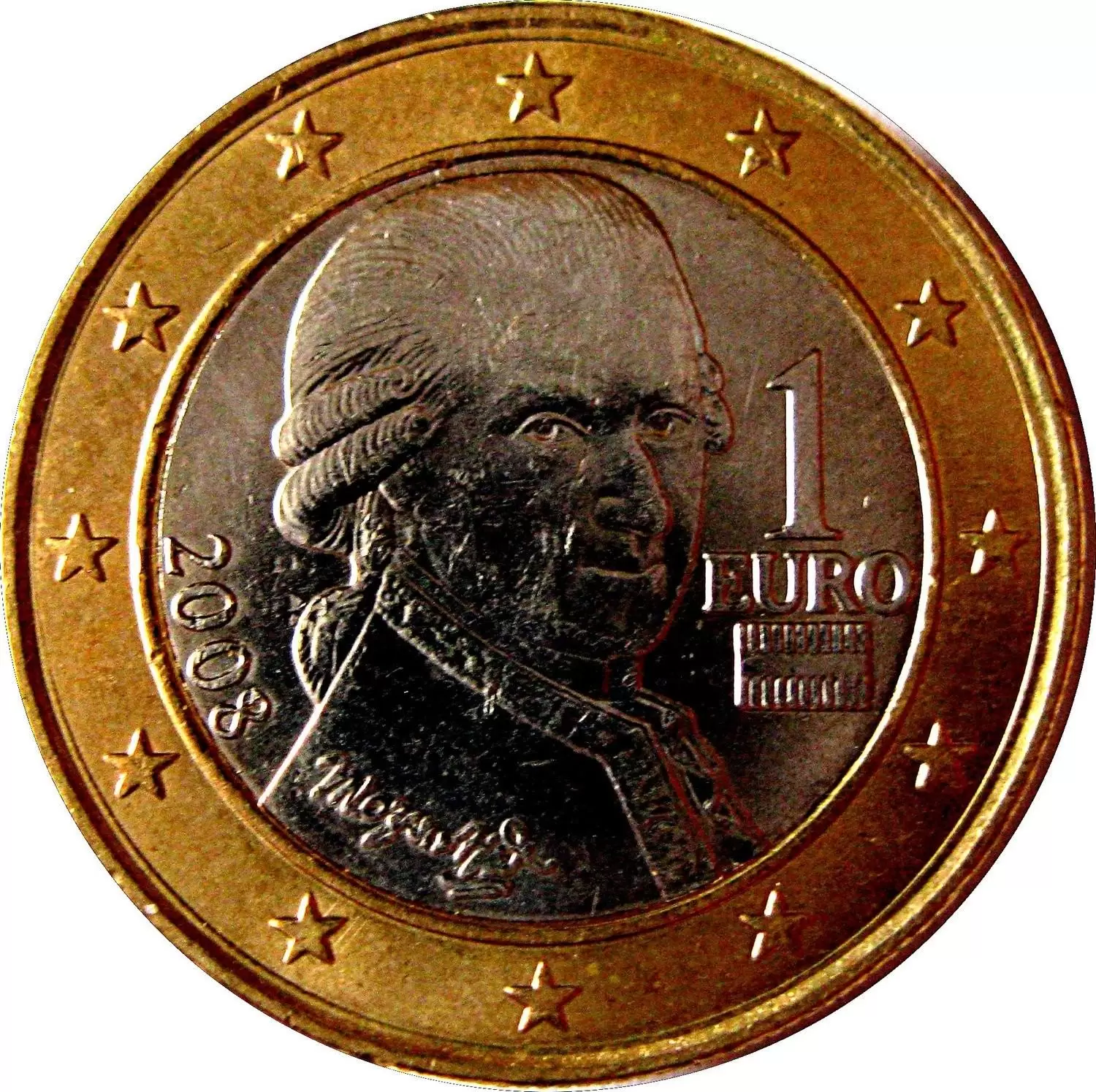 Autriche - Pièce de 1 euro Wolfgang Amadeus Mozart 2e carte