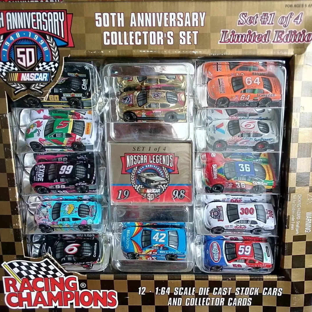 50th Anniversary 1998 collection of all four sets of 1/64 scale Nascar on sale Diecast