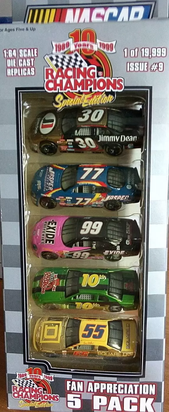 Racing Champions Spécial Édition Fan Appréciation 5 Pack - NASCAR 10 ans #9