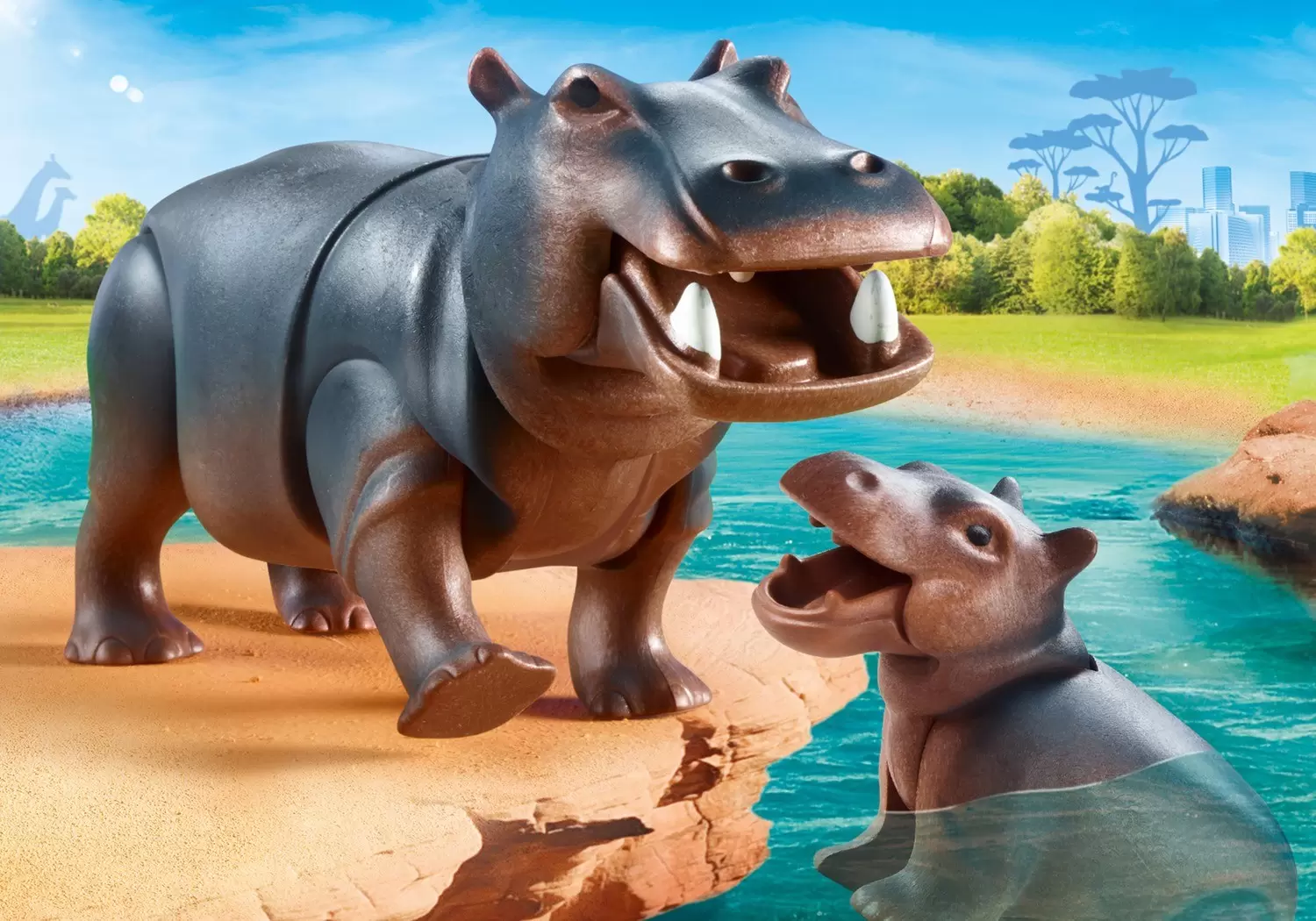 Plamobil Animal Sets - Hippopotamus and its cub