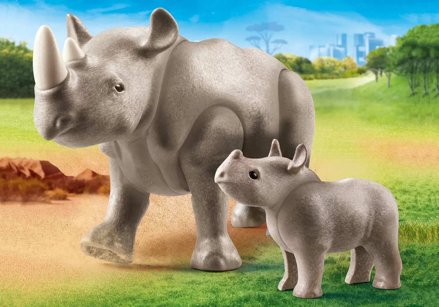 Plamobil Animal Sets - Rhino with baby