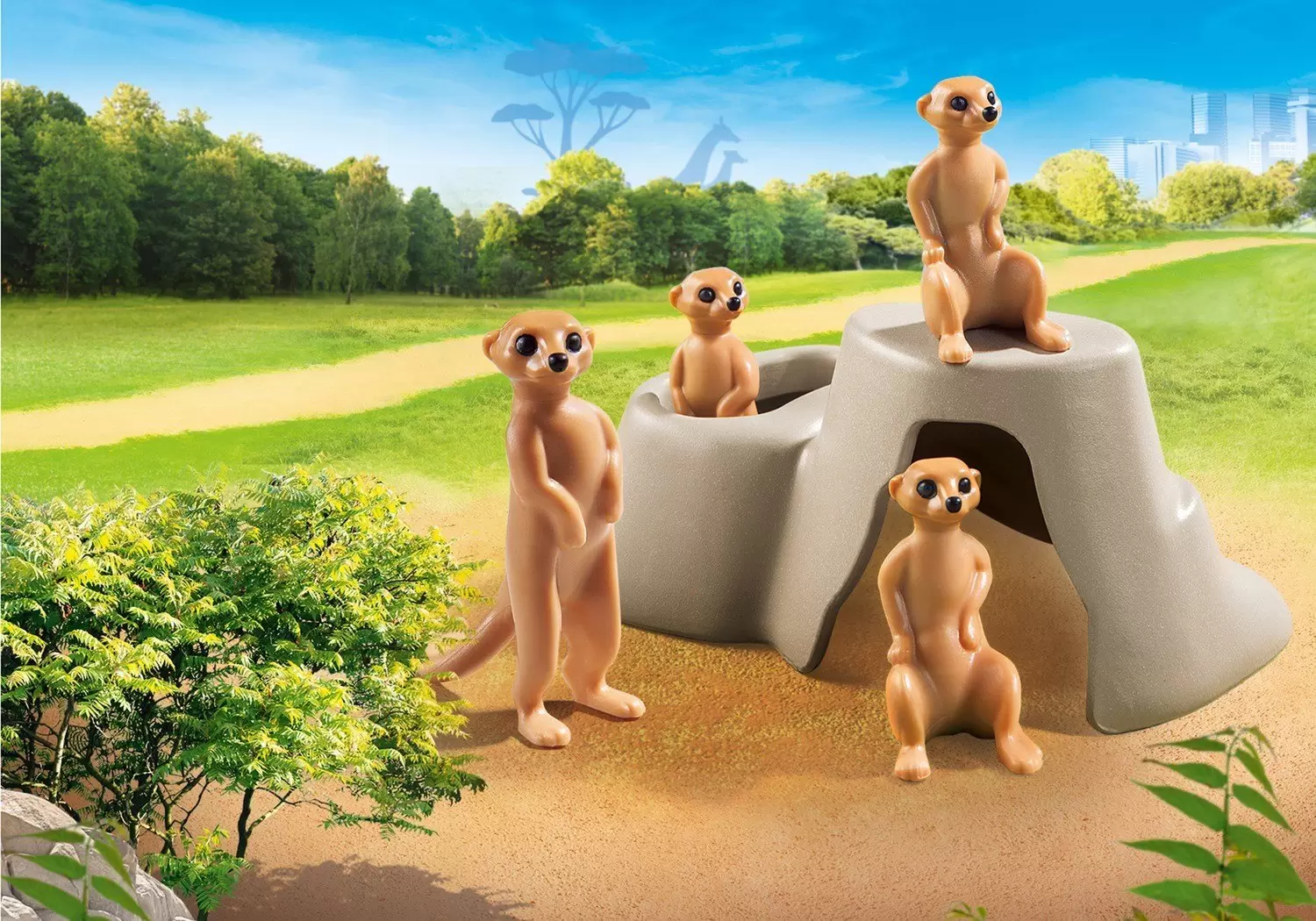 Plamobil Animal Sets - Meerkats and rock