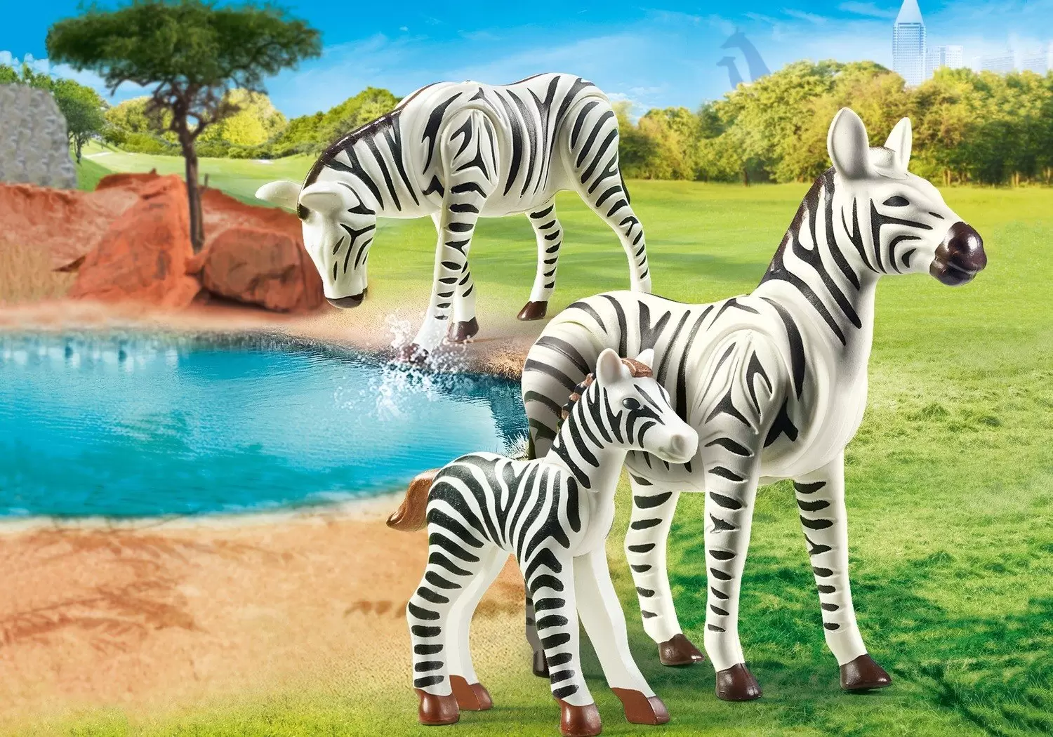 Plamobil Animal Sets - Zebras with baby