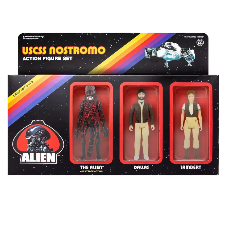 ReAction Figures - Alien - USCSS Nostromo : The Alien with Attack Action, Dallas, Lambert