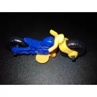 Moto jaune et bleu