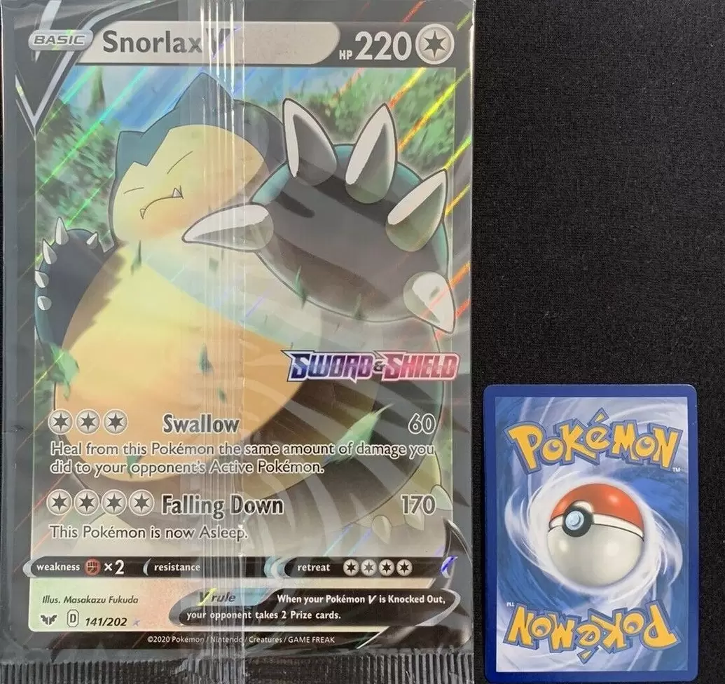 Snorlax V 141/202 Jumbo Pokémon Sword y escudo Promo Card