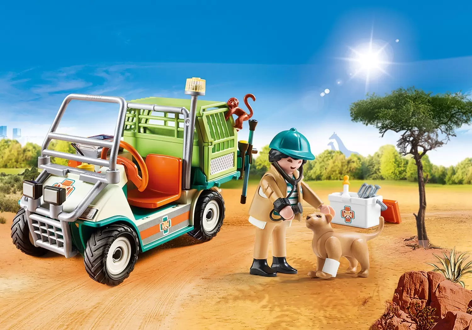 Playmobil Parc Animalier - Vétérinaire du Zoo et son véhicule
