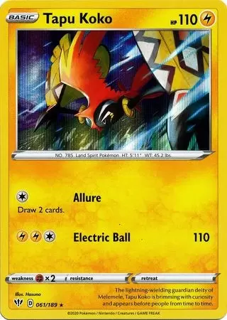 072/202 Tapu Koko V, Rare Holo V Card