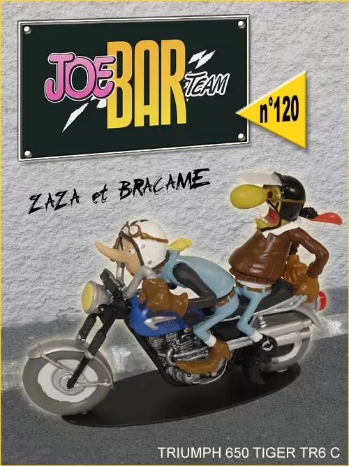 Figurines Joe Bar Team Série 1 - Zaza et Bracame sur leur TRIUMPH 650 TIGER TR6 C
