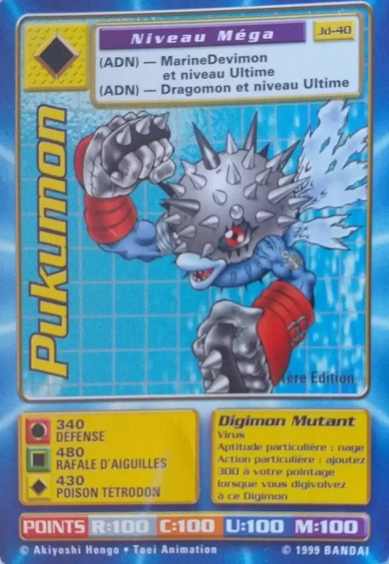 Carte Digimon JD - Pukumon 1ère Edition