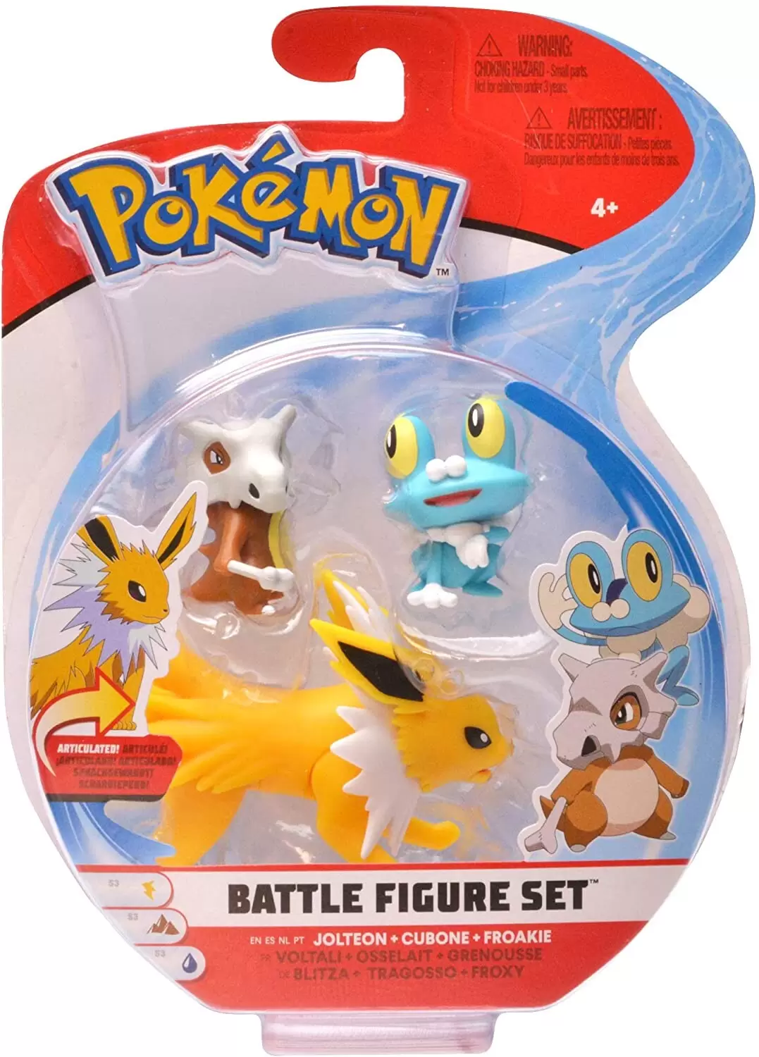 Pokémon Action Figures - Battle Figure Set - Voltali,  Osselait & Grenousse 3 Pack
