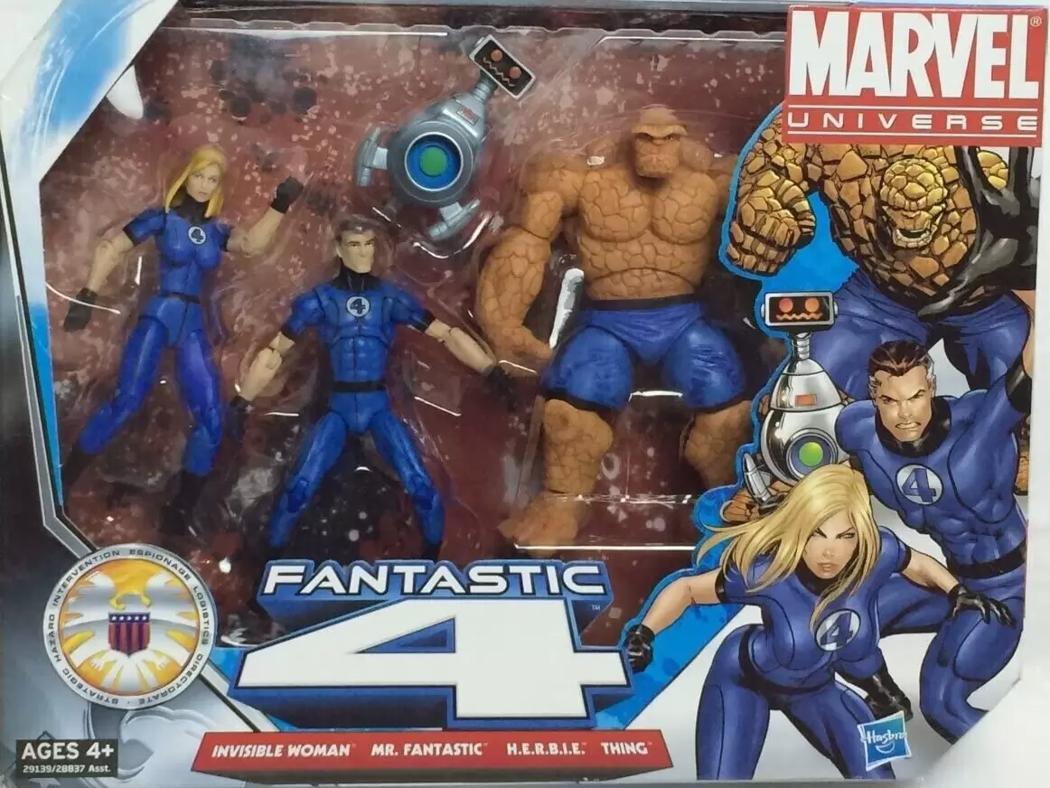 Marvel Universe - Invisible Woman, Mr. Fantastic, H.E.R.B.I.E & Thing 4 Pack