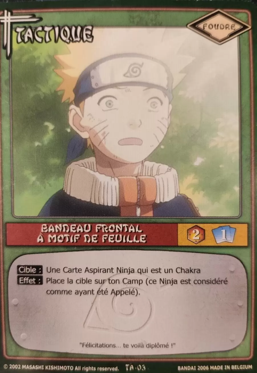 Cartes Naruto Série 01 - Bandeau frontal à motif de feuille
