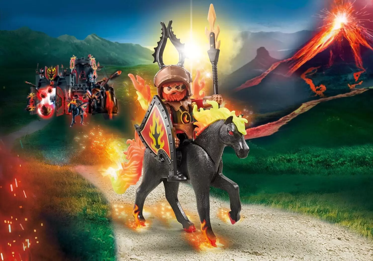 Playmobil Chevaliers - Chevalier avec cheval de feu
