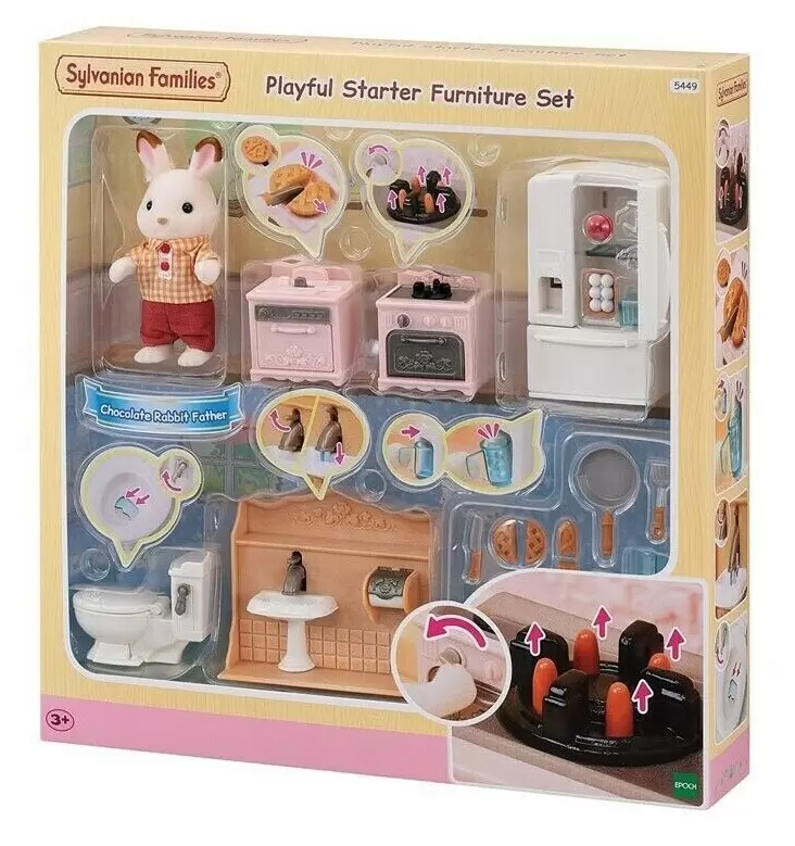 Sylvanian Families (Europe) - Playful Starter Furniture Set + Chocolate Rabbit Father