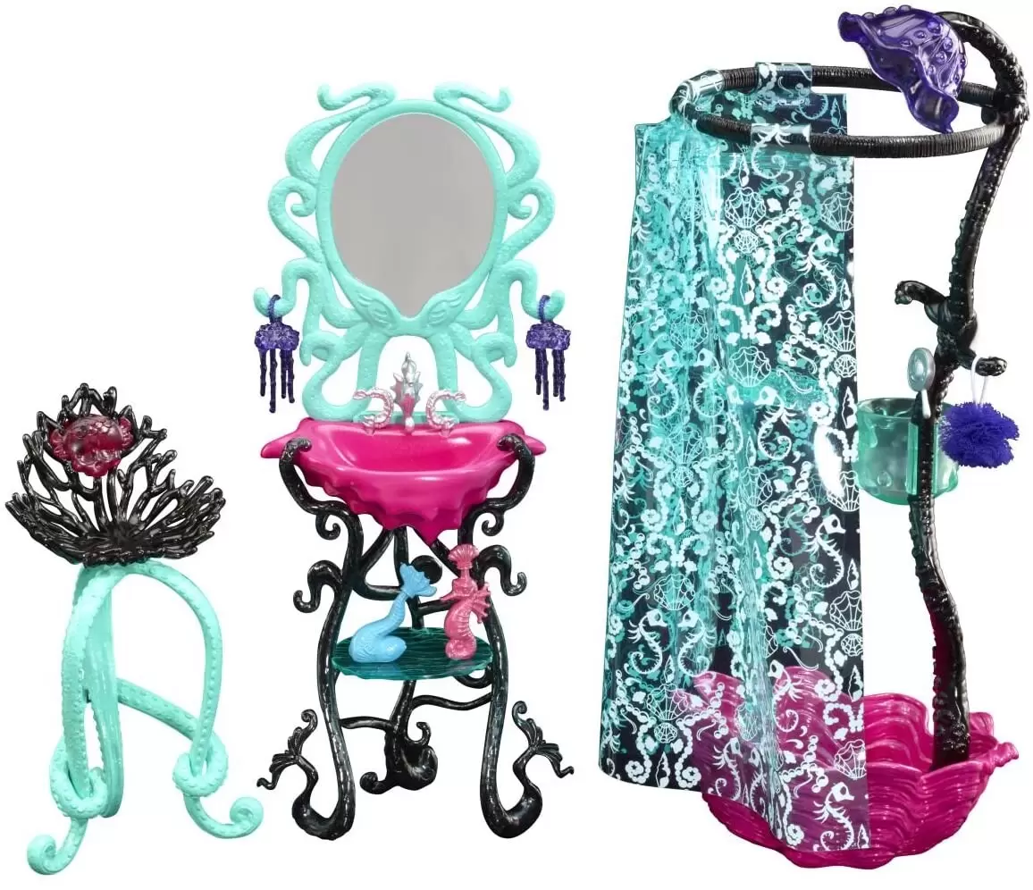 Monster High Dolls - Blue shower and vanity set - Lagoona Blue