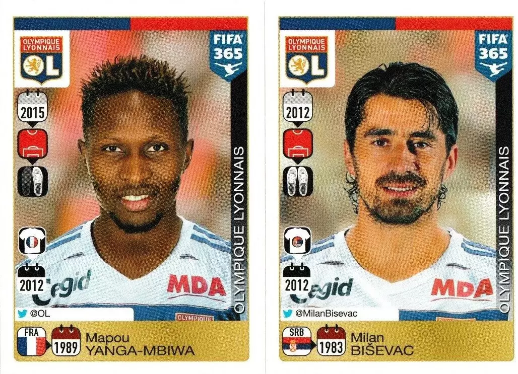 Fifa 365 2016 - Mapou Yanga-Mbiwa / Milan Bisevac - Lyon