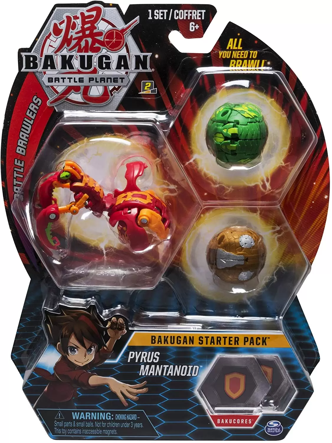 Bakugan Starter Pack 3-Pack, Pyrus Mantonoid - Bakugan