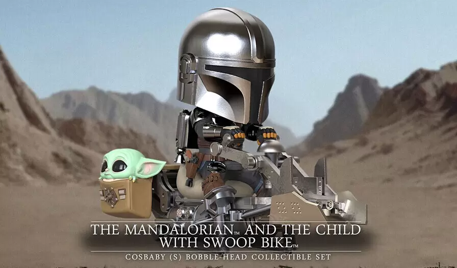 Cosbaby Figures - The Mandalorian and The Child with Swoop Bike
