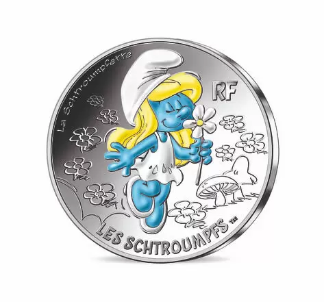 Les Schtroumpfs - 10€ Argent colorisée - La Schtroumpfette