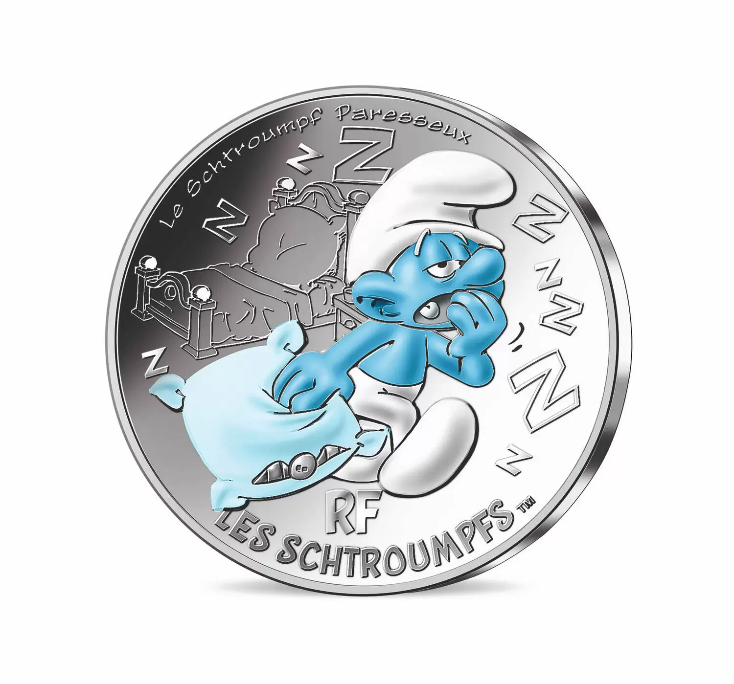 Les Schtroumpfs - 10€ Argent Colorisée - Le Schtroumpf Paresseux