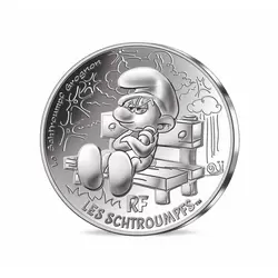 10€ Argent - Le Schtroumpf Grognon