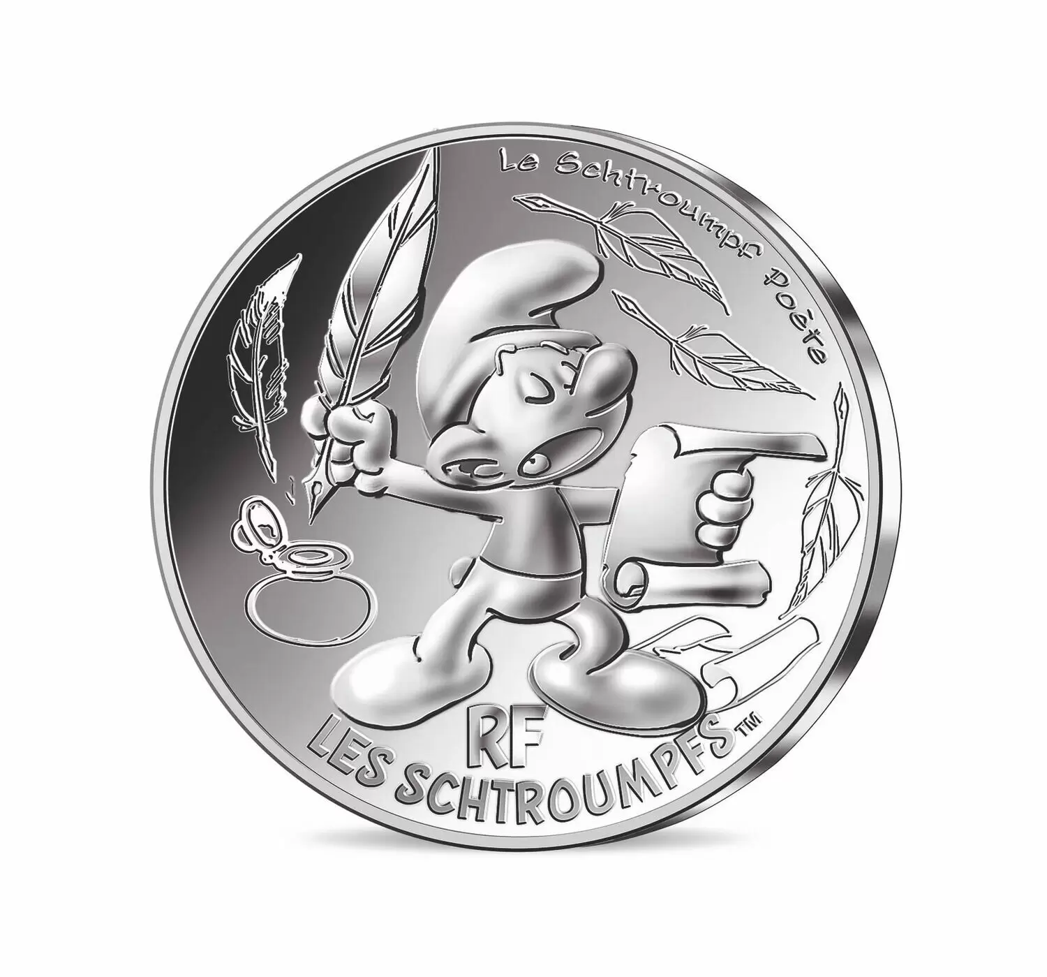 Les Schtroumpfs - 10€ Argent - Le Schtroumpf Poète