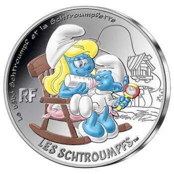 Les Schtroumpfs - 50€ Argent Colorisée - Le bébé Schtroumpf
