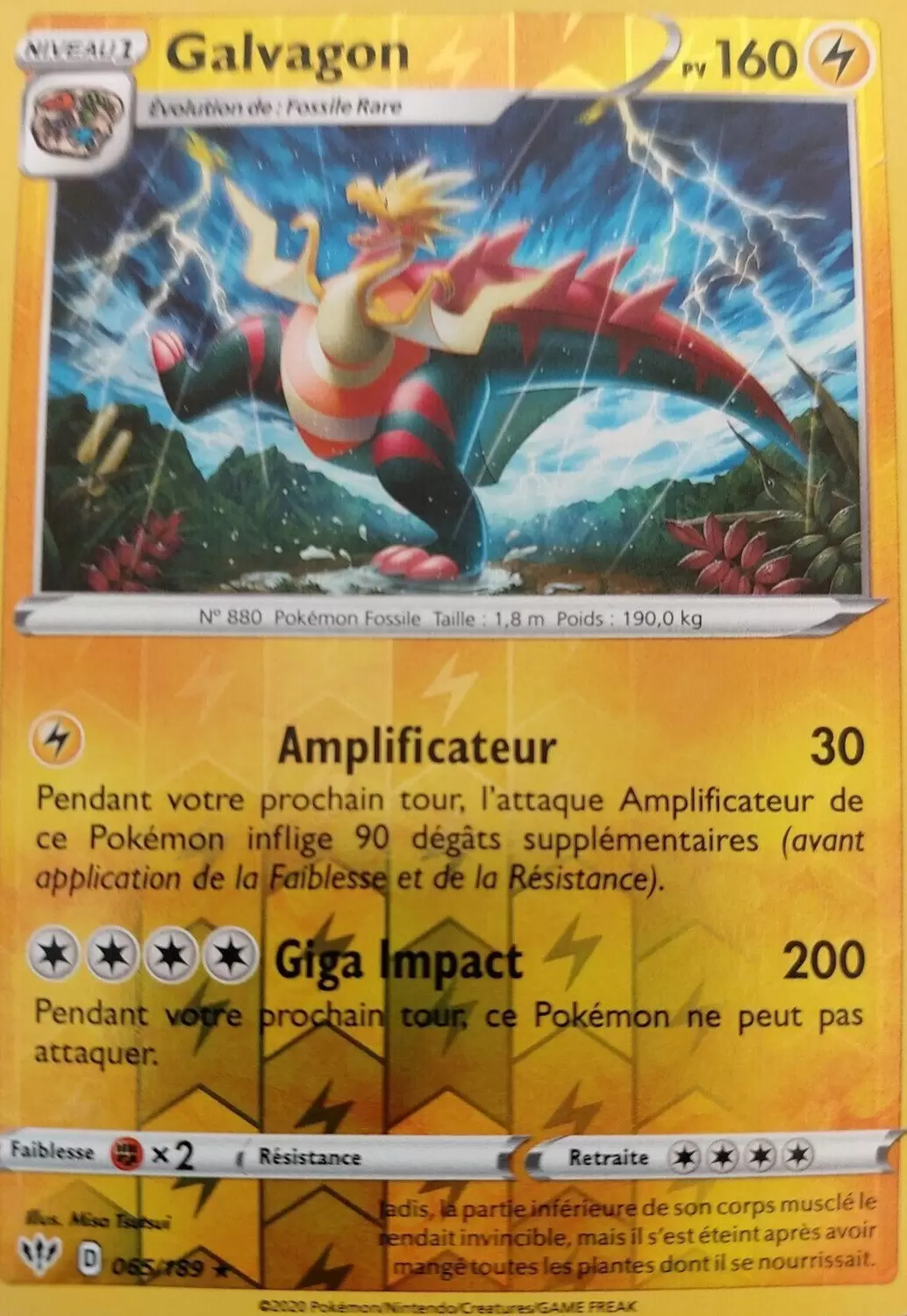 Carte Pokémon Galvagon 065/189 EB3 Rare Reverse Ténèbres Embrasées NEUF FR