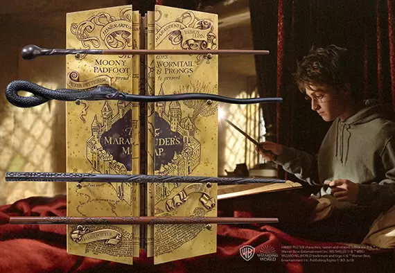 The Noble Collection : Harry Potter - Présentoir 4 baguettes la Carte du Maraudeur