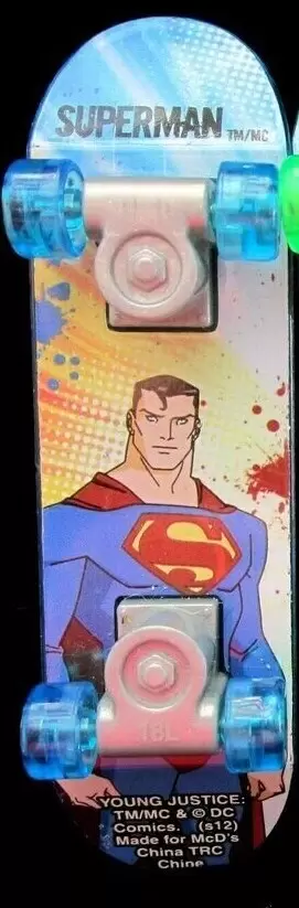 Young Justice Superman Superboy Finger Skateboard 2012 McDonald's Happy Meal Toy 